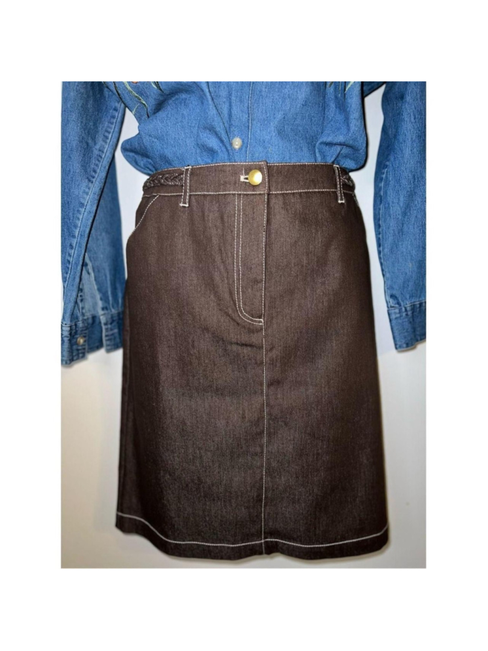 Women's New York Clothing Co. Brown Denim Skirt Size 10